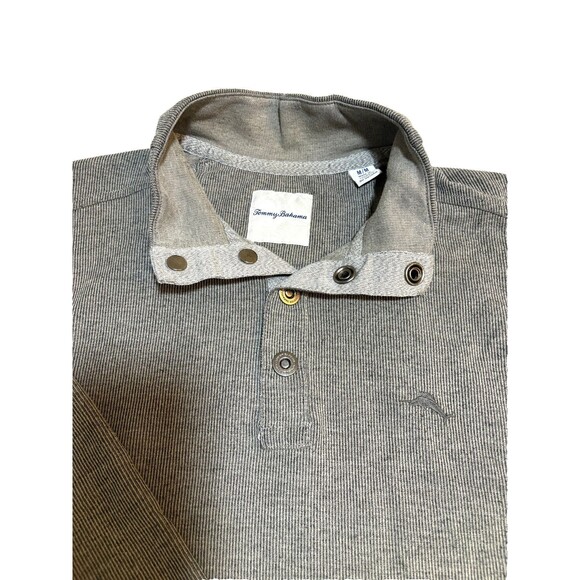 Tommy Bahama Sweater Mens Gray Quarter Button Sport Pullover Size Medium - Picture 1 of 6